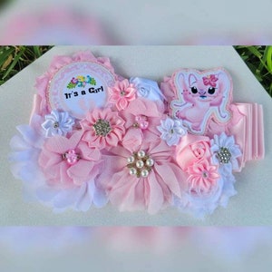 Baby Girl Light Pink Hawaiian Angel Themed Baby Shower Mommy Belly Sash