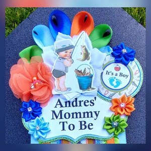 Baby Shower Corsage Badge With Ribbon Bow Mommy to Be 