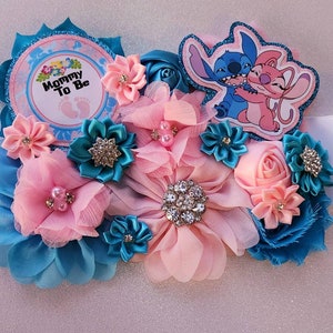 Hawaiian Boy Girl Aliens Gender Reveal Themed Baby Shower Mommy Belly Sash