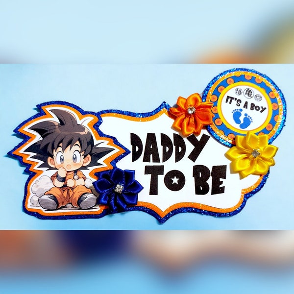 Badge pour baby shower anime baby boy ou anime chibi baby shower papa