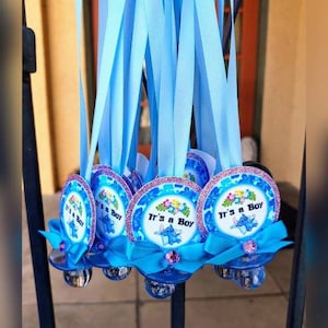 12 Baby Boy Lavender Hawaiian Alien Themed Pacifier Necklaces Favors Baby Shower Games (FREE 8 X 10 Gamesheet 1 per order)