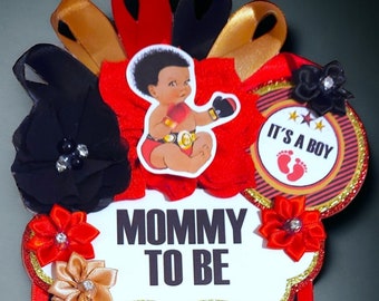 Baby Boy Boxing Champ Boxer Champion Themed Baby Shower Mommy Badge or Corsage