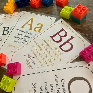 ABC bijbelvers flashcards, ABC bijbelvers geheugenkaarten, kinder bijbelvers flashcards, afdrukbare zondagsschool, homeschool tool