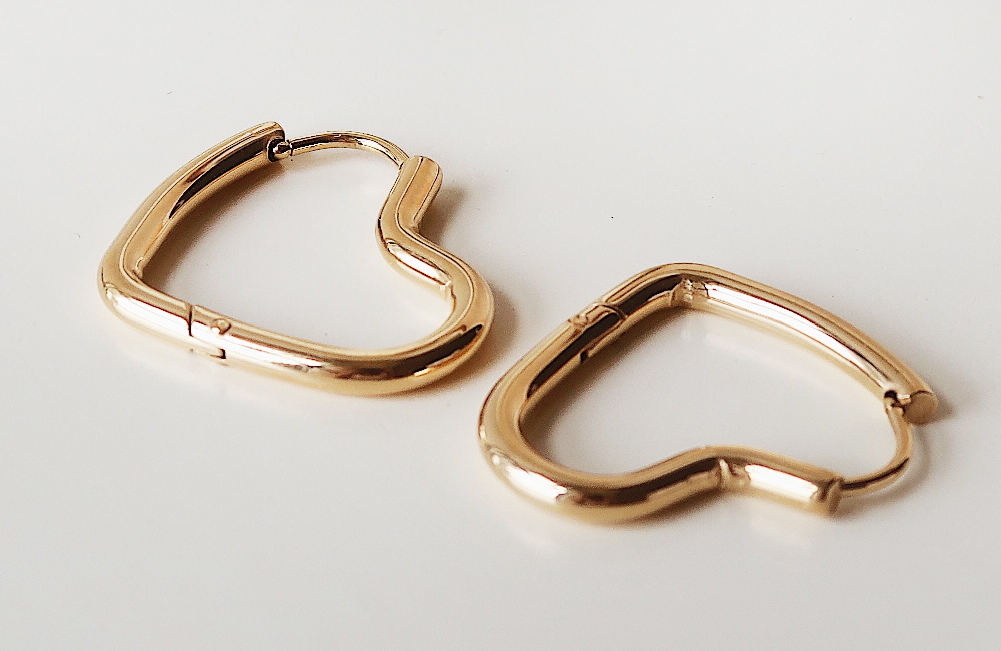 9ct gold on sale heart hoop earrings