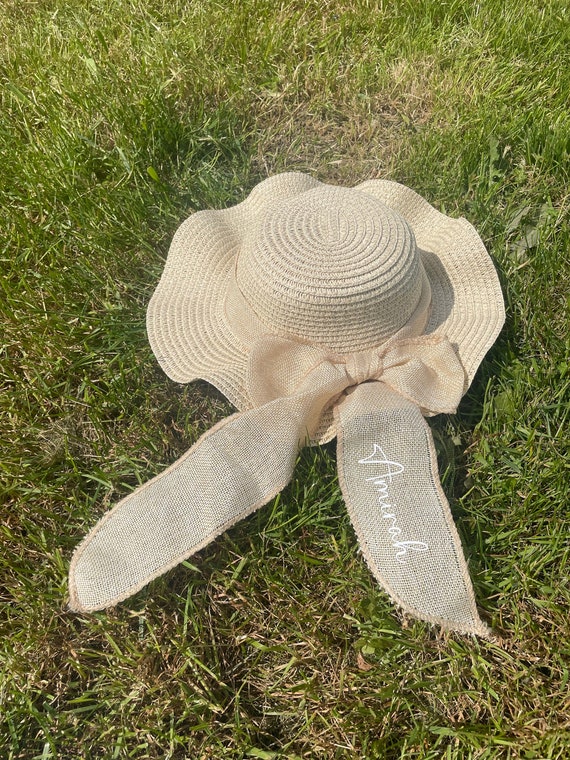 Baby Straw Hat. Summer hat. Baby hat. Sun protection. Straw hat. Cute bow hat. Personalised hat. Personalised with name.