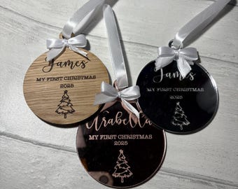 Personalized Baby's First Christmas Ornament – Engraved Keepsake Bauble