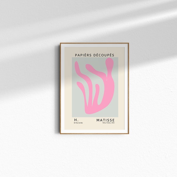 Matisse Cutout Pink Poster, Matisse coral reef wall decor, Pink Papiers Decoupes, Matisse Leaf