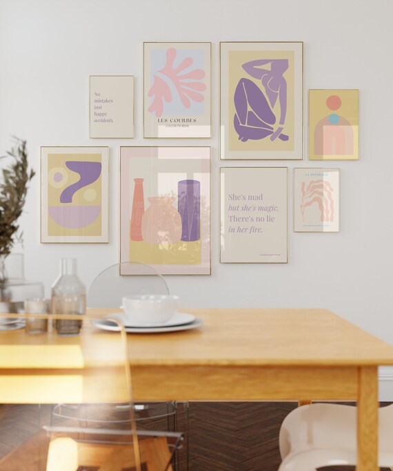 Yellow Gallery Wall Set of 8 Wall Art Prints Gallery Wall Etsy