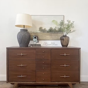 Refinished Vintage 6 Drawer Dresser / Changing Table / Console Table / Buffet / Brown Wooden Dresser