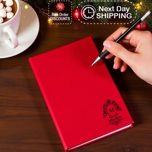 Custom Engraved Leather Journal with Name, Personalized Notebook for Employee Appreciation, Office Gifts, Monogrammed Lined Notepad Gift