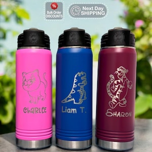 Personalized Kids Water Bottle with Straw, Back to School, 40oz Stainless Steel Custom Laser Engraved for Boys and Girls, Christmas Gift