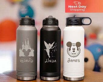 Personalized Disney Water Bottle With Name, First Family Disney Custom Gift, Mickey Disney Water Bottle, Christmas Gift Bottle, Family Mouse