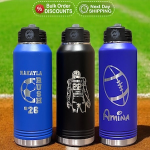 Personalized Football Custom Team Player Water Bottle, Sports water bottle, Personalized Football Team Gift, Football Water Bottle with Name