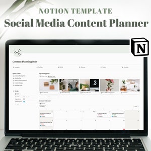 Social Media Content Planner Notion - Small Business Social Media Planner Notion Template, Social Media Manager & Influencer Content Planner