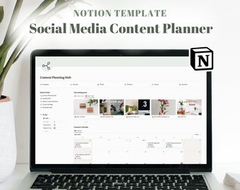 Social Media Content Planner Notion - Small Business Social Media Planner Notion Template, Social Media Manager & Influencer Content Planner
