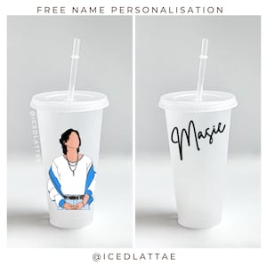 BTS | Zucker | Min Yoongi Personalisierte 24 Unzen Kaffee wiederverwendbare Kalttasse mit Deckel und Strohhalm und Vinyl-Aufkleber | kostenloser Versand