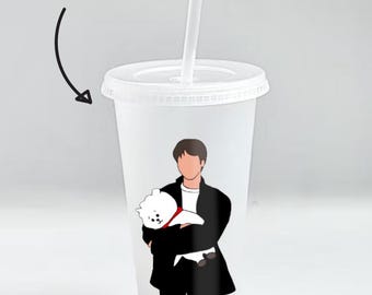 BTS | Jin | Kim Seokjin Personalised 24oz coffee reusable cold cup with lid and straw and vinyl decal | free shipping UK