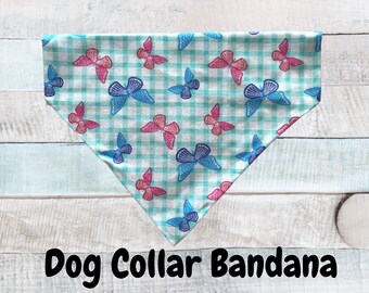 Dog Bandana - Over the Collar - Pet Over the Collar Bandana - Over the Collar Cat Bandana - Blue Butterfly Bandana