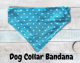 Dog Bandana - Over the Collar - Pet Over the Collar Bandana - Over the Collar Cat Bandana - Blue Polka Dot Bandana