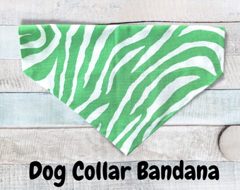Dog Bandana - Over the Collar - Pet Over the Collar Bandana - Over the Collar Cat Bandana - Green & White Zebra Bandana