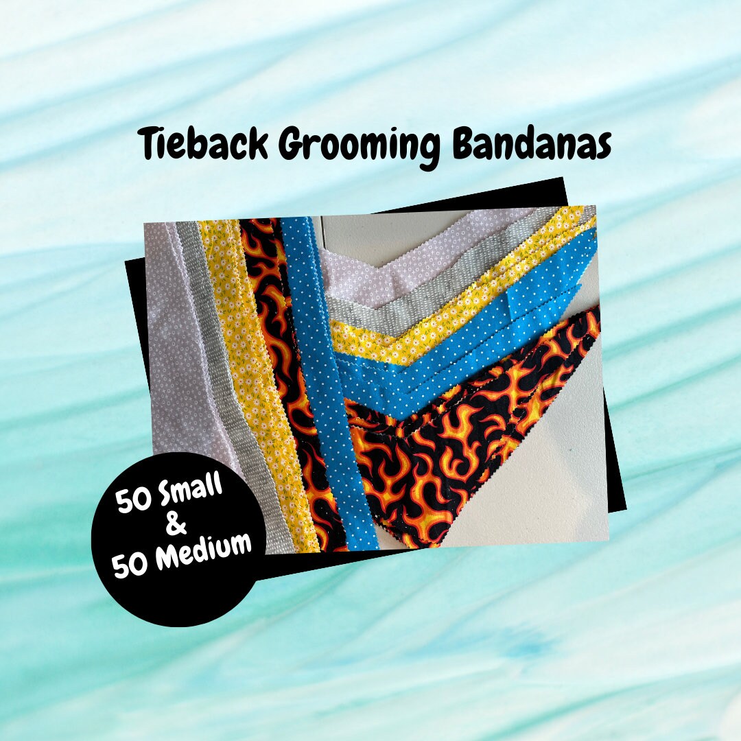 100 Dog Grooming Bandanas, Dog Bandanas, Tie Back Dog Bandanas, Dog