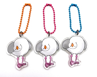 Upside down Seagull Keychain - cute keychain for backpack, bird keychain, coastal art, seagull charm, acrylic charm, acrylic keychain