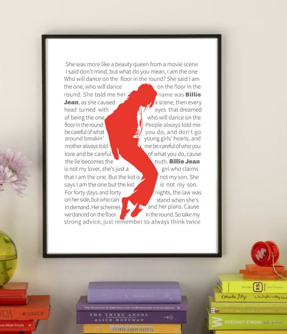 Michael Jackson Billie Jean Silhouette Lyric Digital Print - Etsy Israel