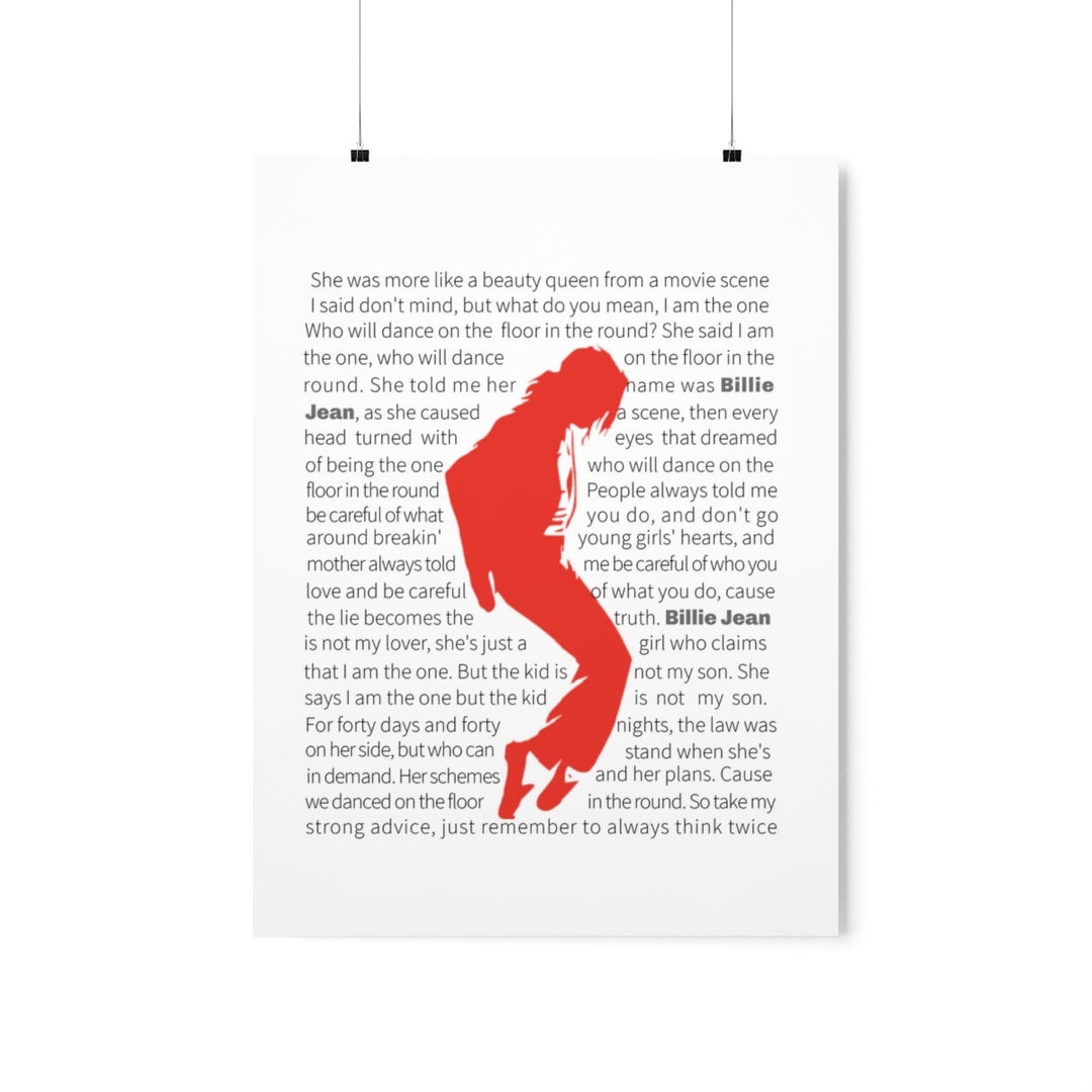 Michael Jackson billie Jean Silhouette Lyric Print - Etsy