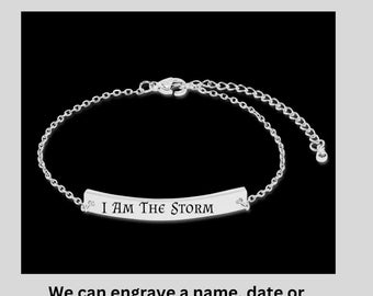 I Am The Storm Steel Bracelet - Alanon and AA Sober Jewelry - AA Gift for Women, Friend - Name, Quote, or Sober Date Can Be Engraved on Back