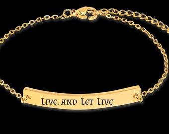 Live and Let Live Sober Recovery Bracelet - Alanon and AA Jewelry -  Bracelet Gift for Women - Have Name, Quote, Sober Date Engraved on Back
