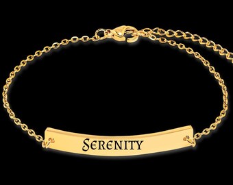 Serenity Sober Recovery Bracelet - Alanon and AA Jewelry - Bracelet for Women, Friends - Name, Quote, Sober Date Can Be Engraved on Back