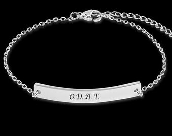 O.D.A.T. Steel AA Bracelet  - AA, Alanon Bracelet - Jewelry for Women - Name, Quote, Sober Date Can Be Engraved on Back - Gift for Friends