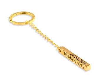 Sobriety Date Keychain for AA Members - Sober Recovery Jewelry in Choice of Silver, Gold or Rose Gold Color - Great Sober Birthday Gift!