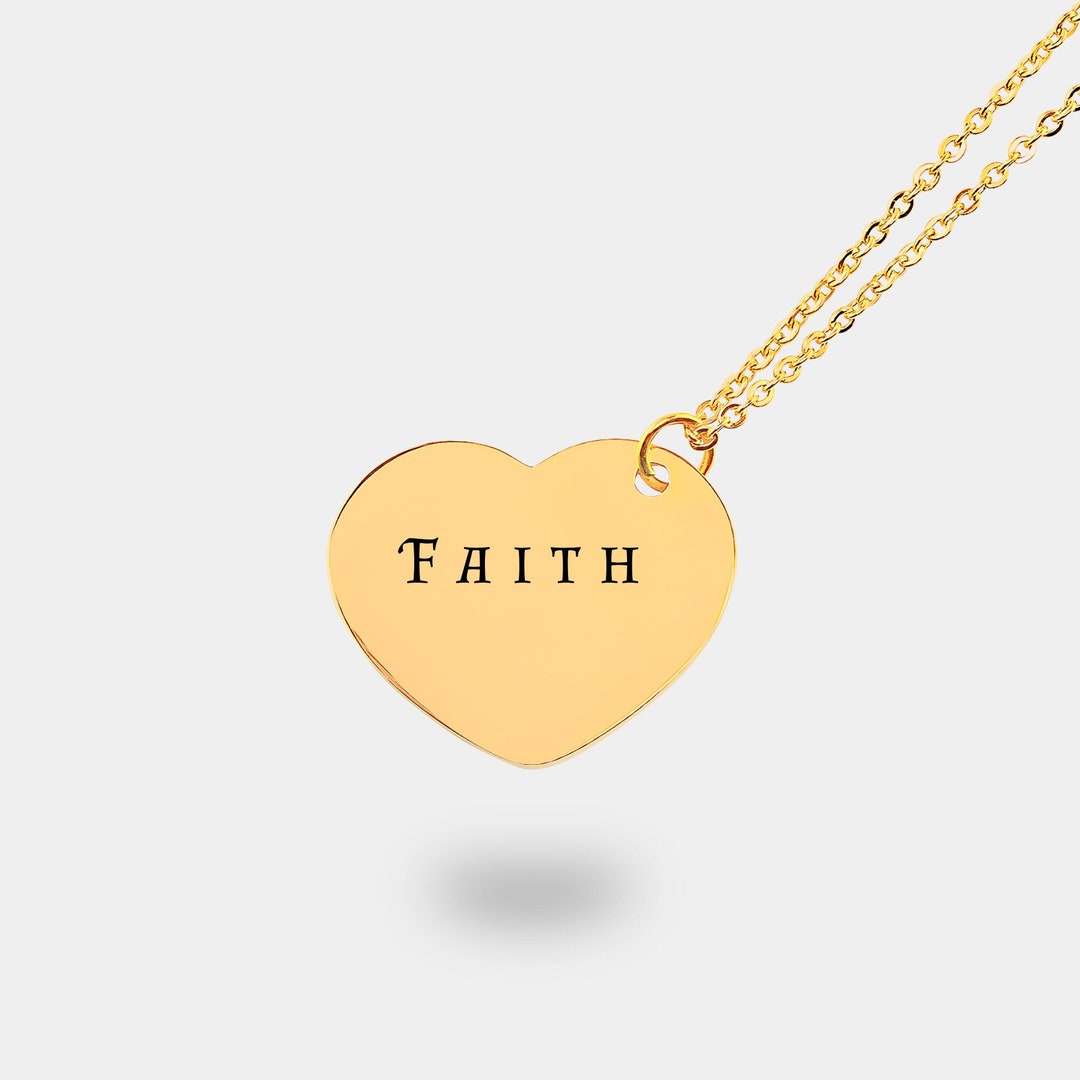 Faith Heart Necklace is Inspiring Gift Religious Necklace Spiritual