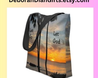 Let Go Let God Tote Bag Gift for Her - 12 Step Shoulder Bag or Purse for AA, Alanon or Religious Mom, Nana, Daughter, Grandma,Sister, Friend