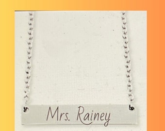 Personalized Name or Message Horizontal Bar Necklace in Choice of Finishes - You Choose the Words and Font - Gift for Yourself or Friend