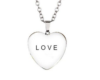 LOVE Metal Heart Pendant - Simple and Elegant Heart Pendant for a Woman You Love - Sweet Gift for a Woman