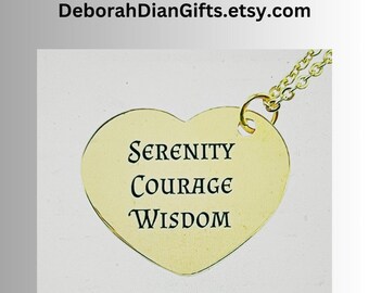 Serenity, Courage, Wisdom Sober Recovery Pendant - Alanon and AA Jewelry - AA Necklace Gift for Women - Name, Date Can Be Engraved on Back