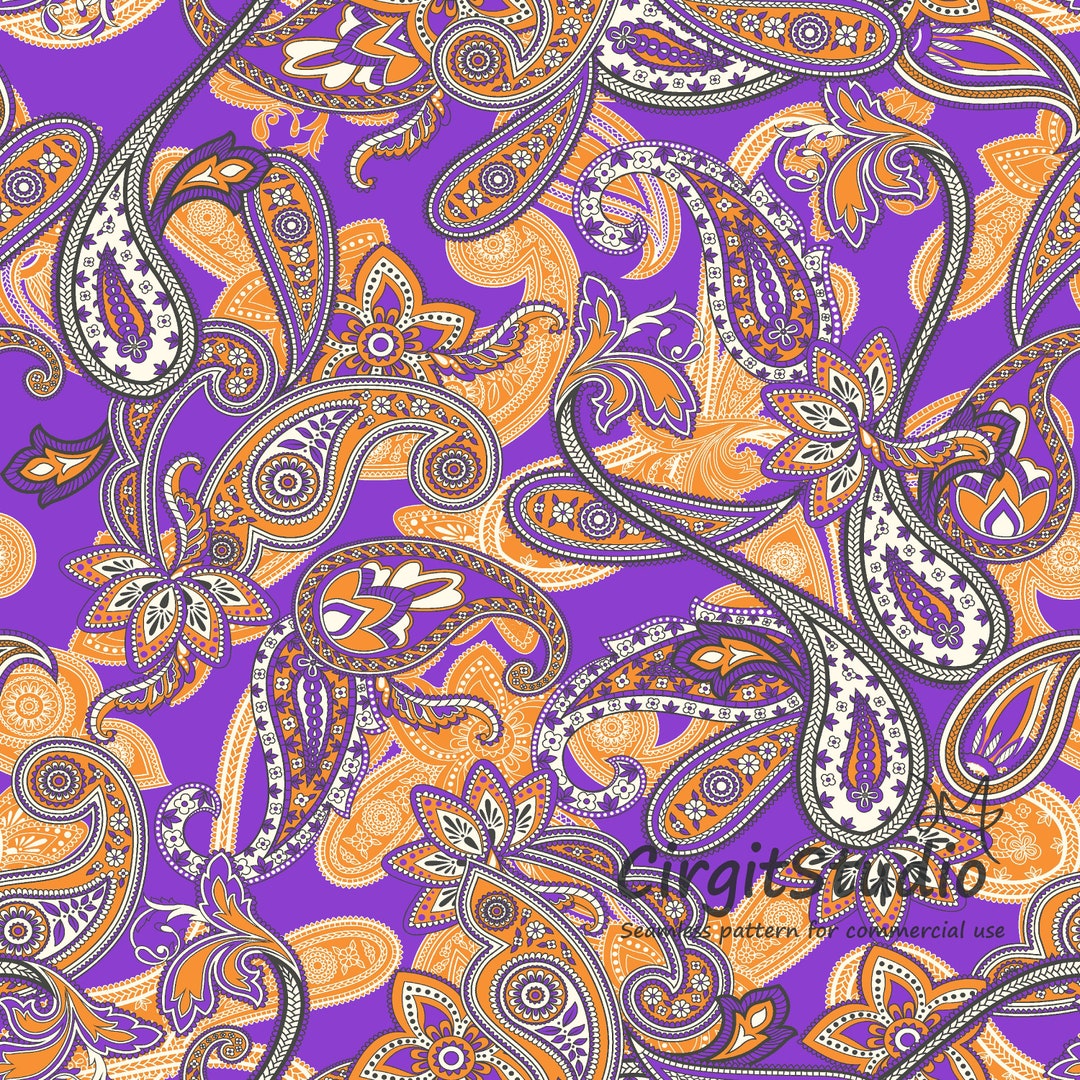 Seamless Floral Paisley Digital Fabric Pattern, Printable Paper ...