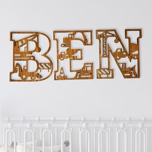 Letrero de construcción / Decoración de guardería / Decoración de guardería / Letrero de madera / Letras de tractor personalizadas / Letrero de madera para guardería