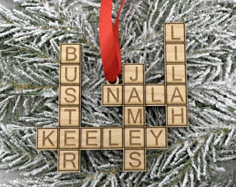 2023 Christmas Ornament, Personalized Ornament, Family Names on Tiles, Gift for Friends, Family, Coworkers, Secret Santa Idea, Scrabble