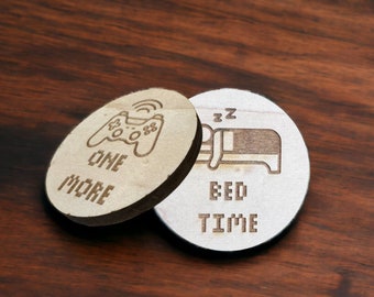 Gamer Decision Coin, Wooden Flip Coin for Gamers, Gifts for Him, Gamer Gift, Decision Coin, Gaming Gift, Decision Token for Gamers