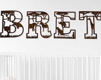Safari Nursery Letters | Safari Nursery Decor | Wood Name Sign | Personalized Jungle Letters | Nursery Name Sign | Safari Animals