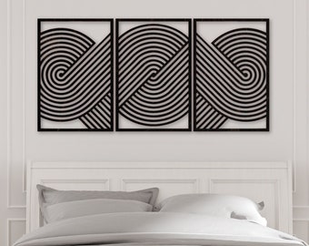 Abstract Boho Wood Wall Art | Minimalist Wall Art | Abstract Wood Wall Art | Geometric Design | Above the Bed Wall Decor | Over Couch