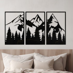 Massiver Berg mit Bäumen, Holzgebirgswand, hinter dem Bett Wanddekor, großer Berg mit Bäumen, Wohndekor, Bergholz-Wanddeko