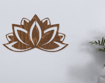 蓮の花のウォールアート | チャクラの装飾 | 禅風の木製壁掛け | ボヘミアンルーム | ヨガスタジオのウォールアート | シンプルな蓮の花のウォールアート