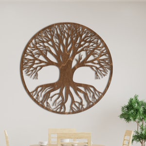 Tree of Life Wooden Wall Decor, Over the Bed Large Wall Art, Wooden Tree Decor, Variety of Sizes and Stains, Large Tree of Life Wall Art