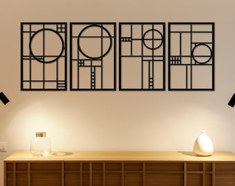 Frank Lloyed Wright Inspired Wall Art, Abstract Wall Art, Living Room Wall Decor, Wooden Wall Hanging, Modern Wall Decor, Extra Large Art