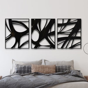 Wall Decor Wood Abstract, Large Above the Bed Decor, Wooden Abstract Panels, Modern Wood Wall Art, Triptych Wood Wall Panels, Home Decor