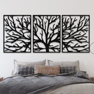 Tree of Life Wooden Wall Decor, Set of 3 Tree Branch Wood Wall Panels, Boho Style Wall Decor, Minimalist Wall Art, Wooden wall art